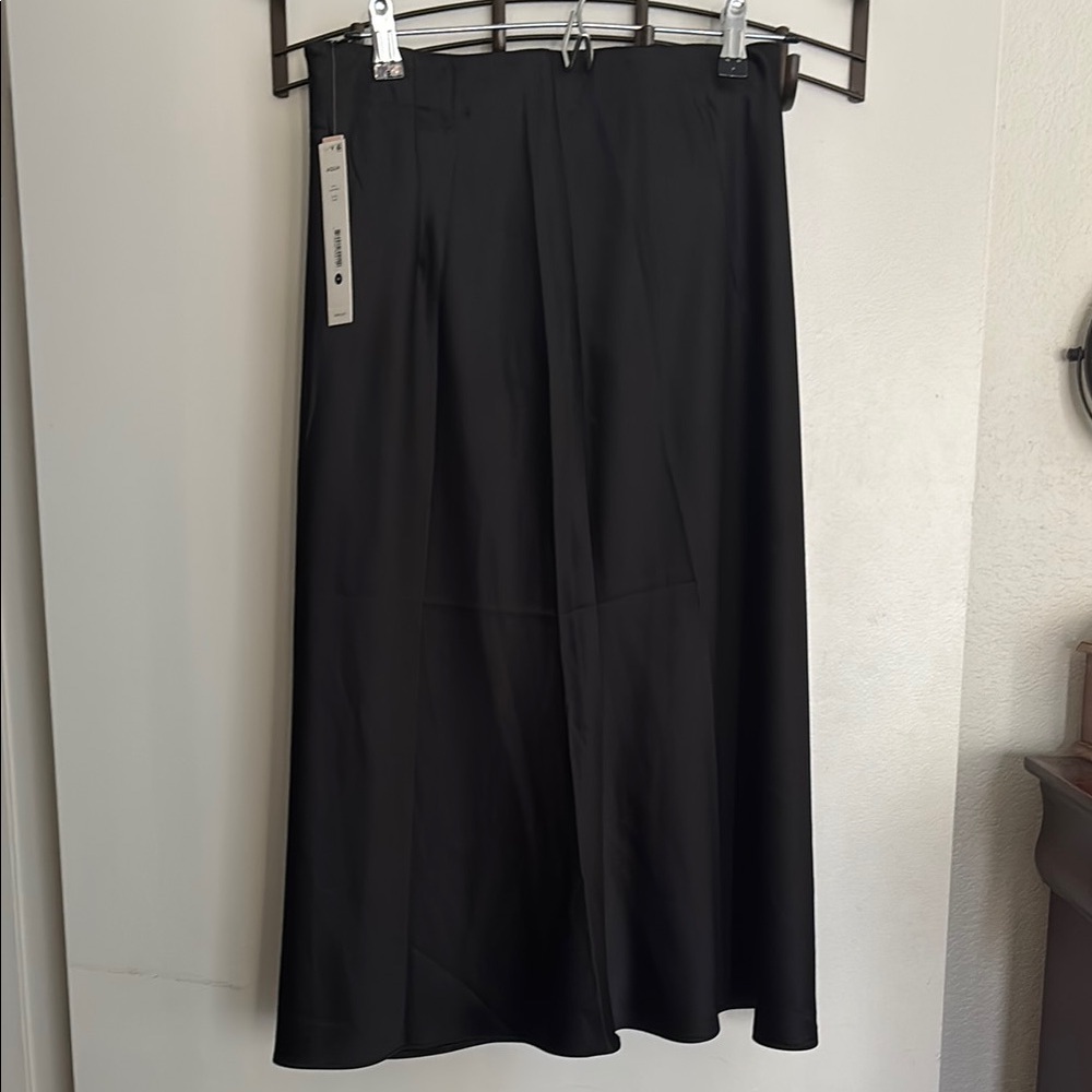 Black Satin Midi Skirt